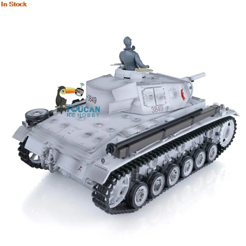 Фото В наличии: Радиоуправляемый танк Heng Long 1/16 Snow 7.0 Customized Panzer III H RTR (модель 3849) с металлическими колесами, гусеницами, редуктором, направляющими роликами и функцией инфракрасной стрельбы BB-шариками. №2