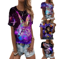 2022 summer galaxy 3d printed womens t shirt color star graphic t shirt fashion casual womens top animal print short sleeve