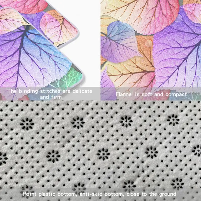 

Printing Multi-colored Leaf Doormats Carpets Rugs For Home Bath Living Room Floor Stair Kitchen Hallway Non-Slip Flannel Mat