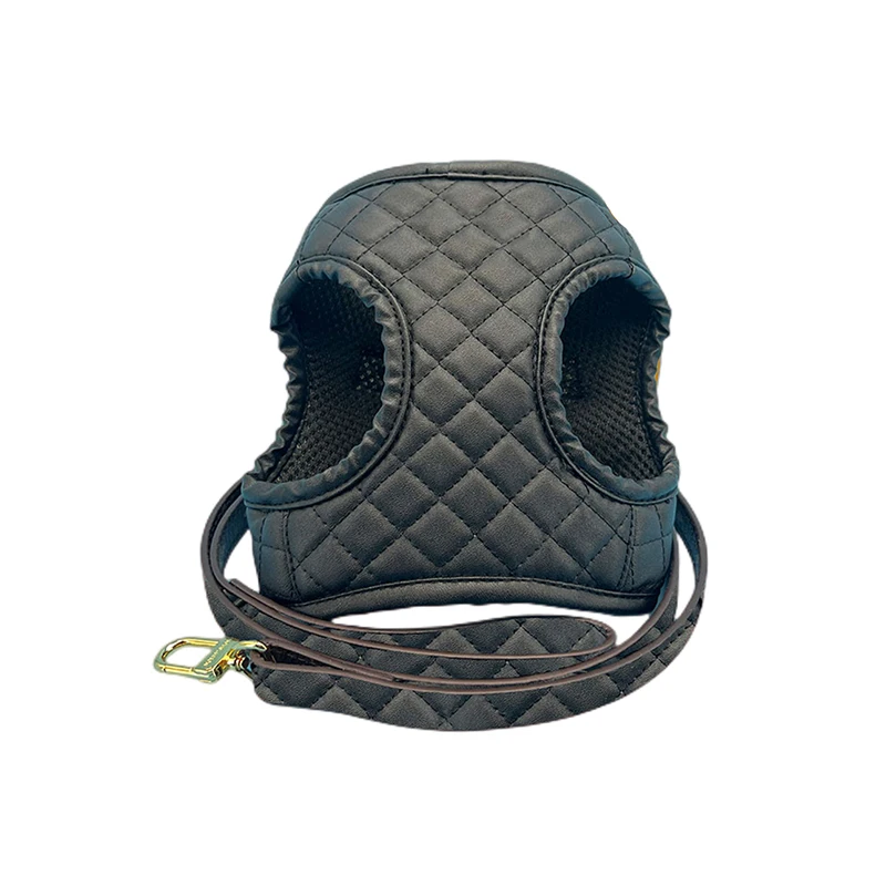 

PU Pet Dog Plaid Harness Fashion Adjustable Pet Harness For Dog Vest Patch Outdoor Walking Dog Supplies Accessories LC0297