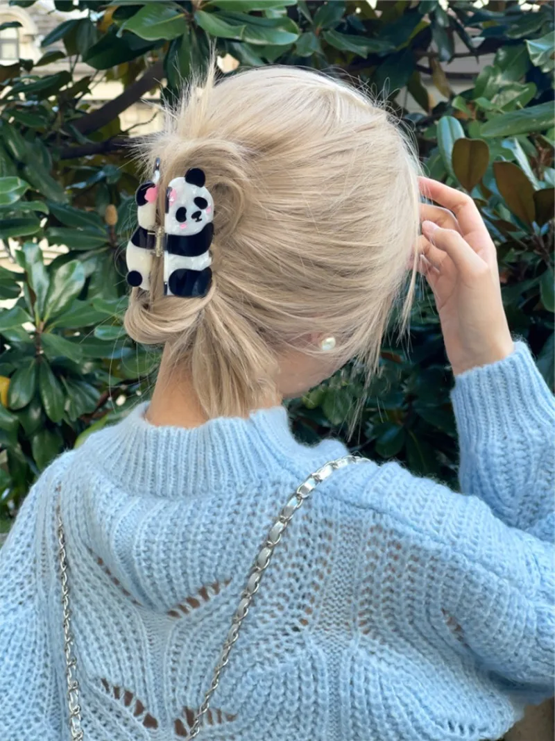 Новый милый зажим для волос в виде панды национальном сокровища бамбуковая