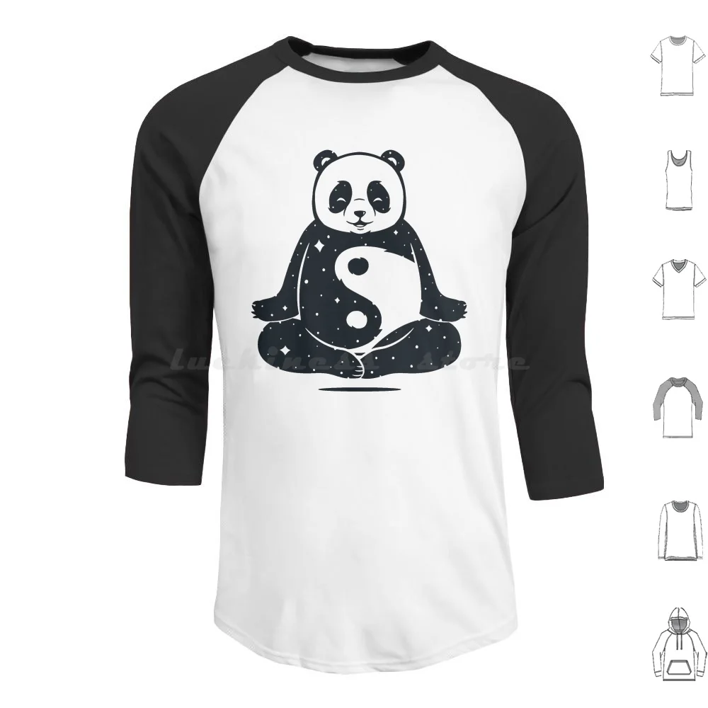 

Yin Yang Panda Hoodie cotton Long Sleeve Panda Yin And Yang Yin Yang Animals Mystic Stars Galaxy Yoga