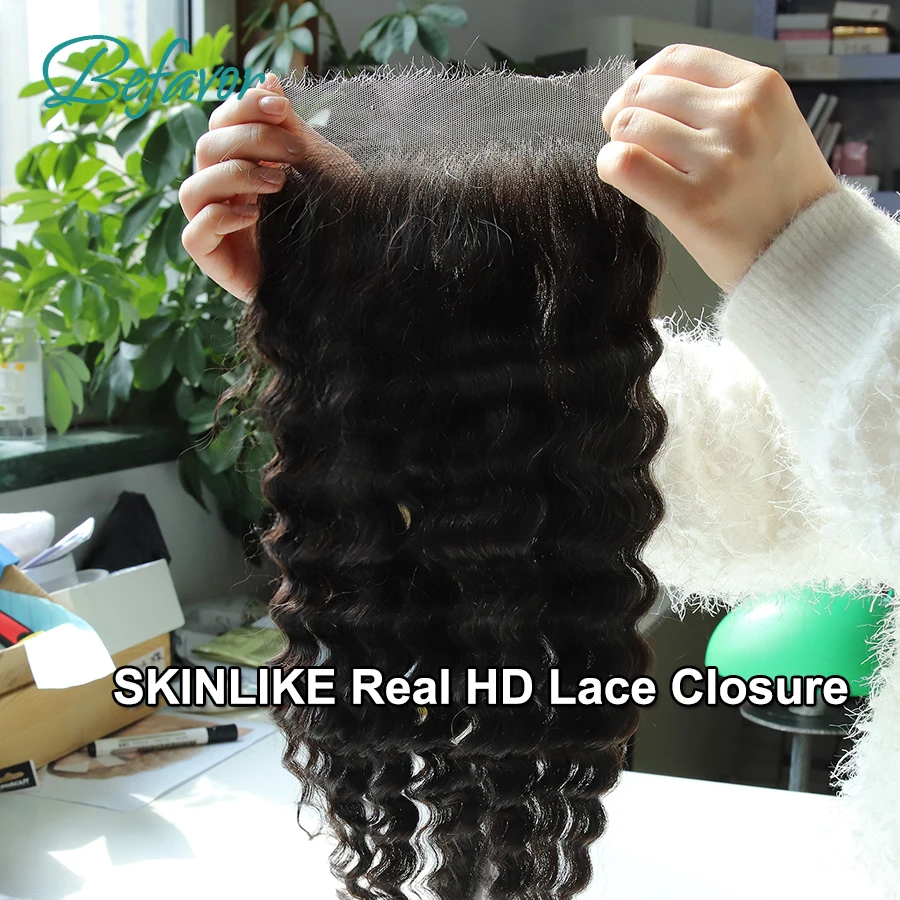 Invisible HD Lace Frontal Closure 6x6 5x5 Lace Closure Pre-plucked Deep Wave Remy Human Hair Melt Skins HD Lace For Black Women