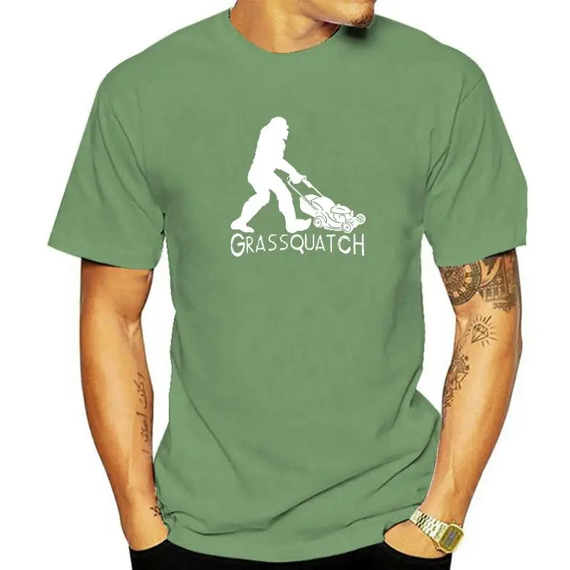 

Grassquatch Funny Bigfoot Mowing Lawn Landscaper Lawnmower T-Shirt Casual T Shirts Latest Tees Cotton Boy Comfortable