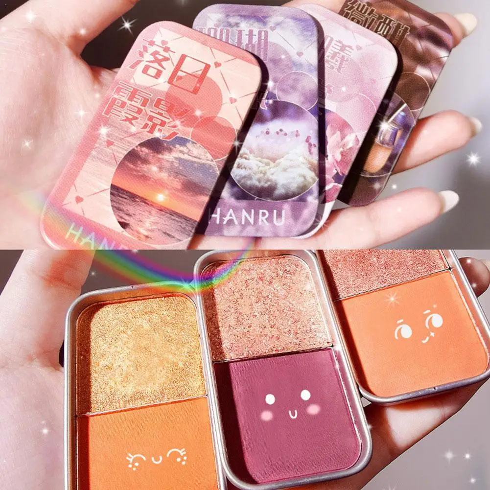 

Trend Network Red Iron Box Hard Candy Eyeshadows Two-color Eye Powder Pearlescent Gloss Matte Plate High Makeup Shadow Sequ U7V7