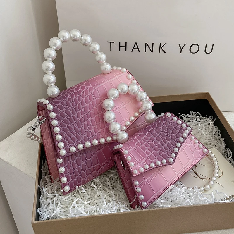

All-Matching Shoulder Bag for Women Niche New Fashion Pearl Chain Crossbody Ladies High Trend Small Square Bag Female Handbags