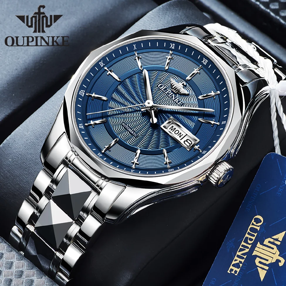 

OUPINKE Original Men's Luxury Automatic Watch Mechanical Sapphire Crystal Mirror Watches Waterproof Stainless Steel Wristwatches