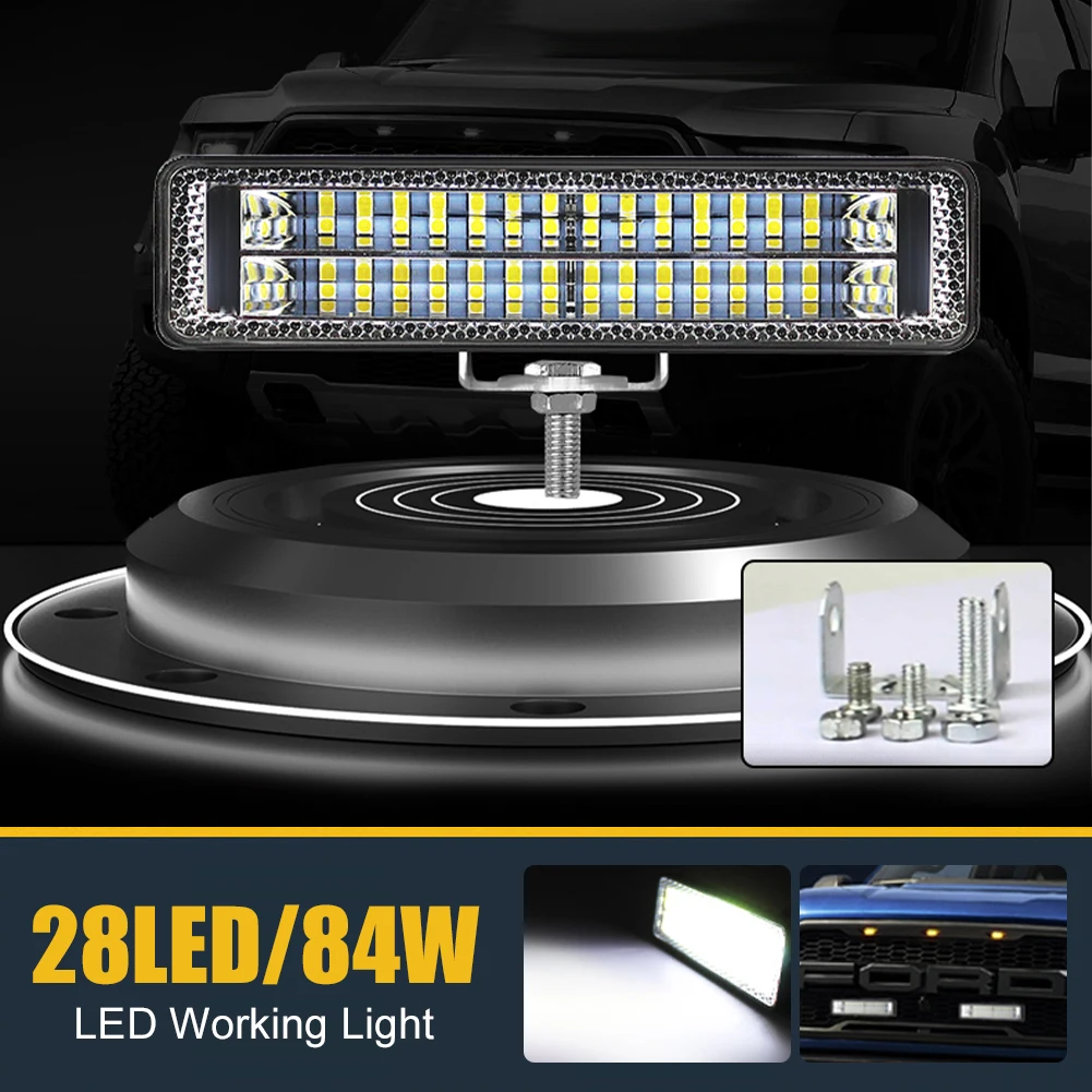 

9-36V Car LED Work Light Bar 6500K High Brightness Spotlight 84W 28LED Car Led Driving Fog Lamp For Offroad Truck Tractor Boat