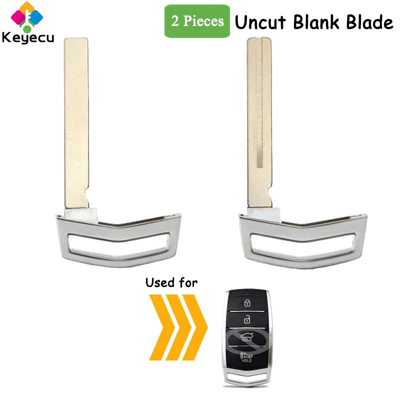 

KEYECU 2 Pieces Smart Prox Remote Key Uncut Insert Emergency Blank Blade for Hyundai Genesis G70 G80 G90 2017 2018 2019 2020