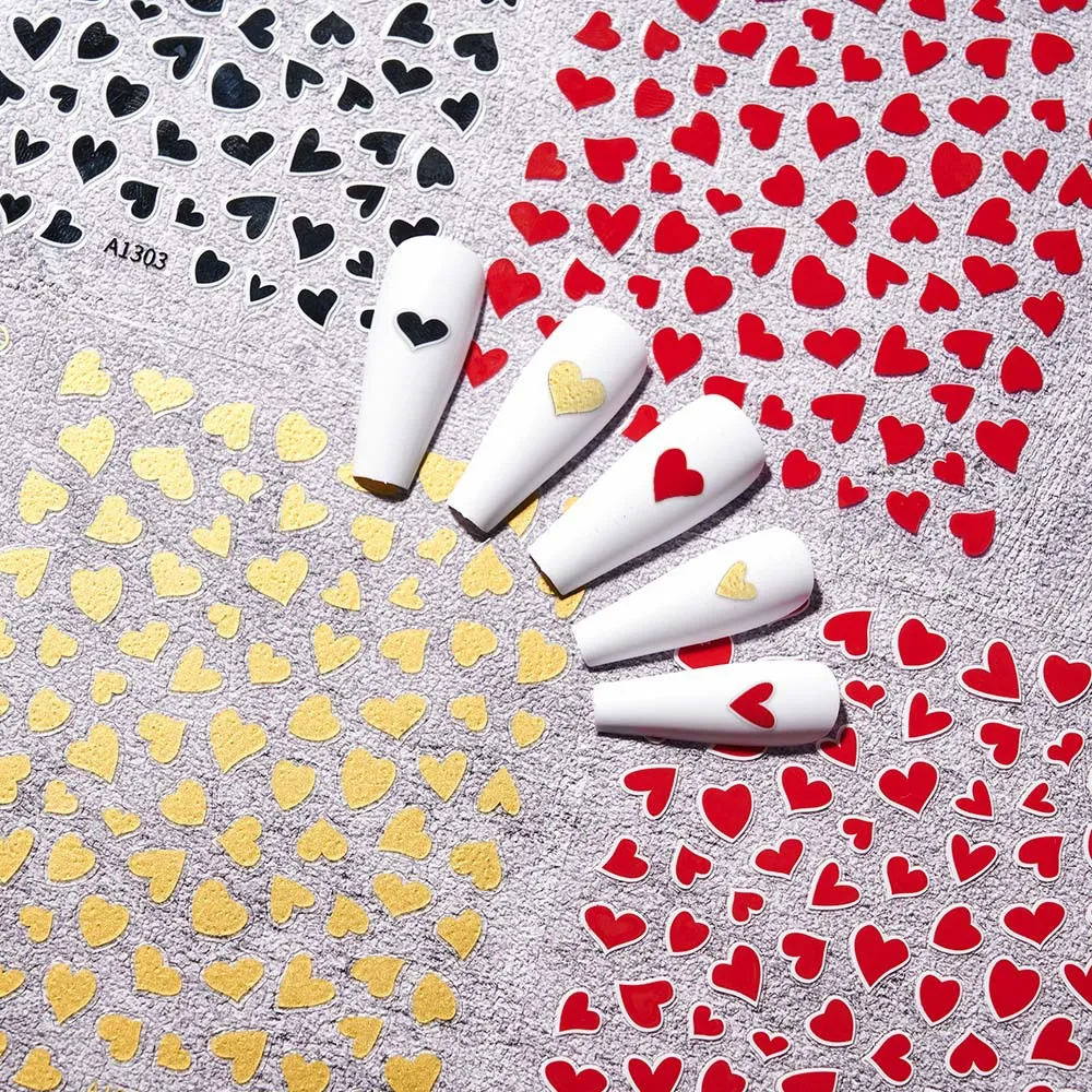 

Nail Art Decorations Hollowed Out Heart Shape White Border Heart Shape Solid Heart Shape Sticky Nail Stickers With Adhesive Back