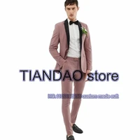 pink mens suit wedding groom tuxedo shawl collar jacket formal 2 piece blazer pants slim fit outfit terno masculino completo