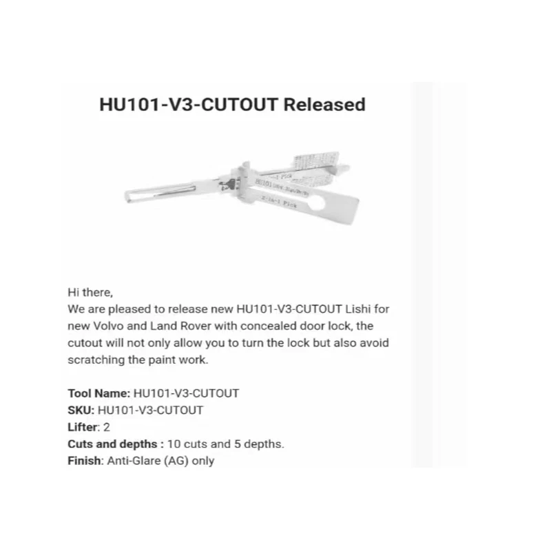 Последняя версия 2024 года, оригинальные инструменты Lishi Mr LI's Tools HU101 V3 ING Dr Bt 2 в 1, вырез для Ford olvo Rover Car ock Pick Tools (art.: 3920d19fef787) - 3920d19fef787