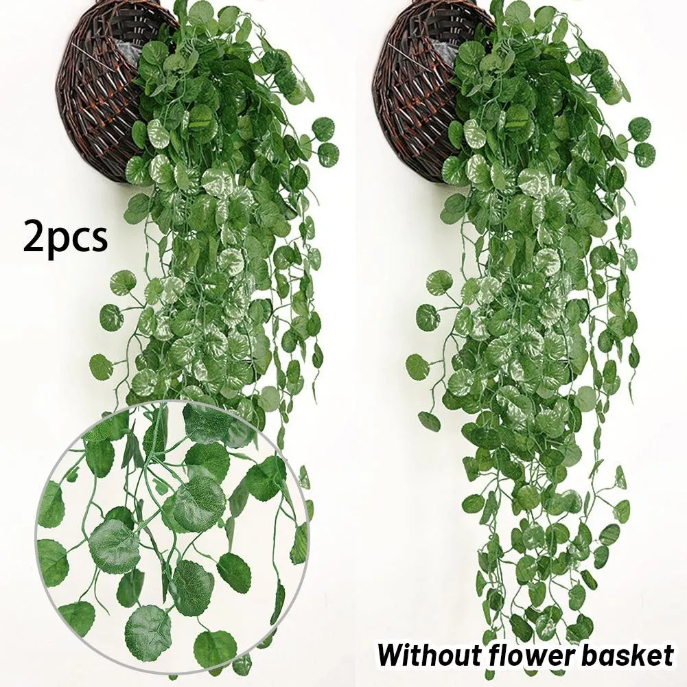 

2PC 90cm Artificial Green Plant Vine Hanging Rattan For Home Garden Wall Fence Party Decoration Simulation Flower Basket