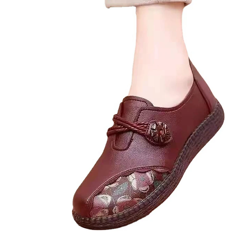 Vintage Moccasins Mom Women Flats Shoes Leather Round toe Slip-On Loafers Female Casual Sneakers Platform size 35-40 Ladies shoe
