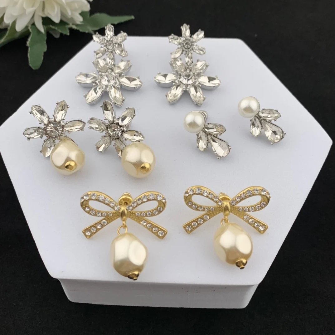 

European and American new popular bow snowflake earrings