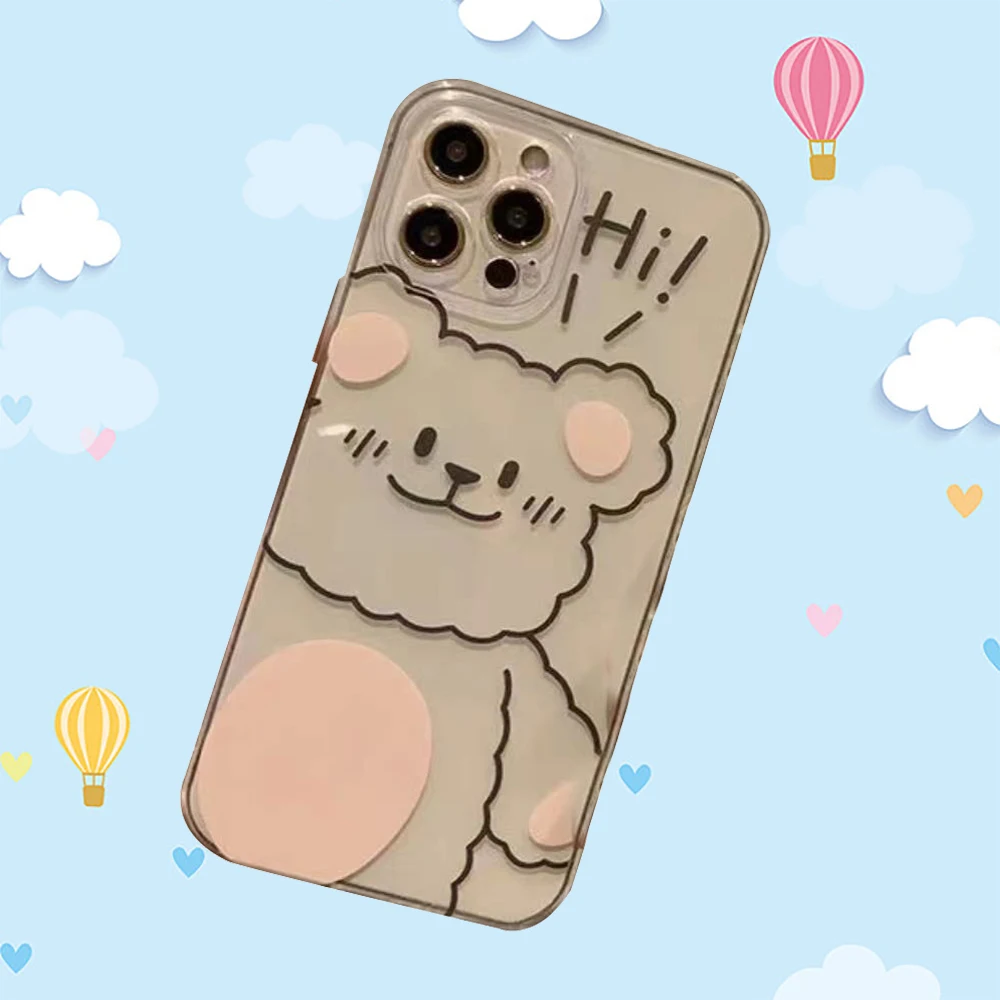 Fun and Cute Cartoon Bear Transparent Soft Silicone Anti-fall Case Suitable for Iphone 14 13 12 11 Pro Max X XR XSMAX 8 7 Plus