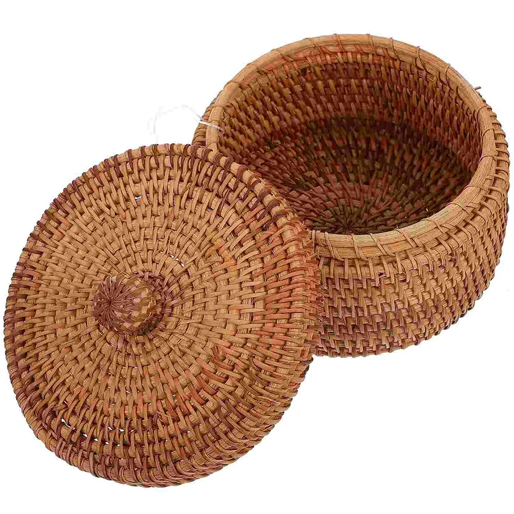 

Woven Household Desktop Lidded Box Multipurpose Finishing Box Sundries Storage Box Rattan Storage Box