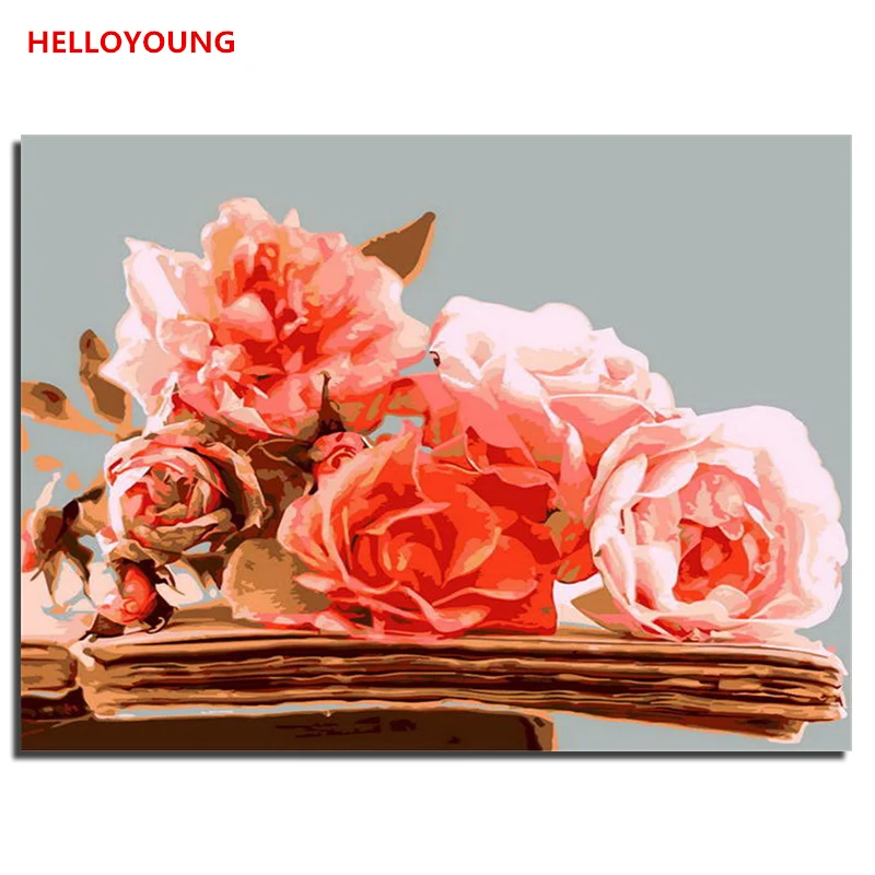 

Набор для рисования по номерам на холсте, живопись, красные цветы, YH015, китайские картины-свитки