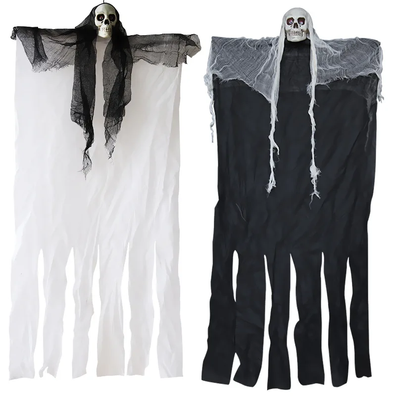 

2PCS Halloween Hanging Skeleton Ghost Decoration,39'' Scary Halloween Grim Reaper Decor,Hanging Skeleton Prop for Outdoor Indoor