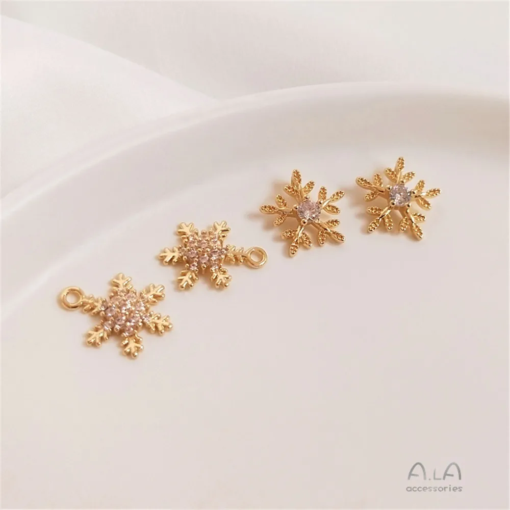 

Inlaid zircon snowflake pendant six pointed star handmade DIY Bracelet clavicle chain ear pendant accessories