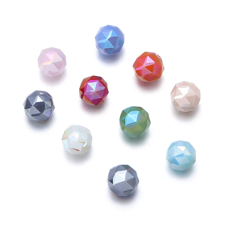 

20Pcs/Lot 10mm Glass Porcelain Beads Color Cut Straight Hole Loose Beads For Making Bracelet Mobile Phone Chain Accessories