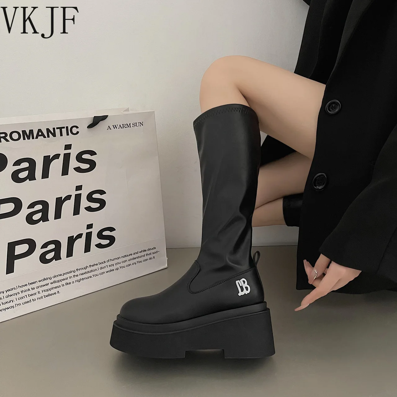 

2023 Punk Long Boots Women Heels Fashion Thick Bottom High Heel Gothic Booties Designer Girl's Winter Shoes