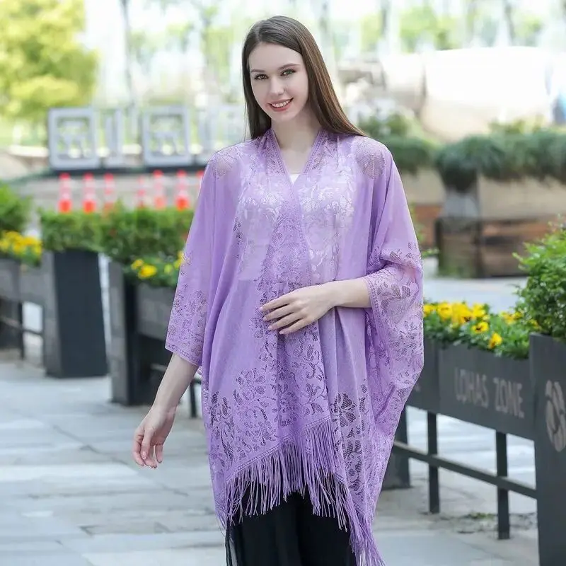 

Fashion Lace Cape Female Bride Bridesmaid Cheongsam Dress Tassel Pareo Casual Scarf Dinner Party Luxury Beach Wedding Tippet