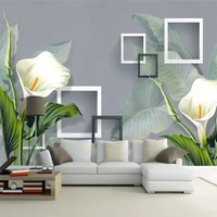 custom mural wallpaper nordic fashion style hand drawn lilies floral living room tv background home decor 3d wallpaper painting
