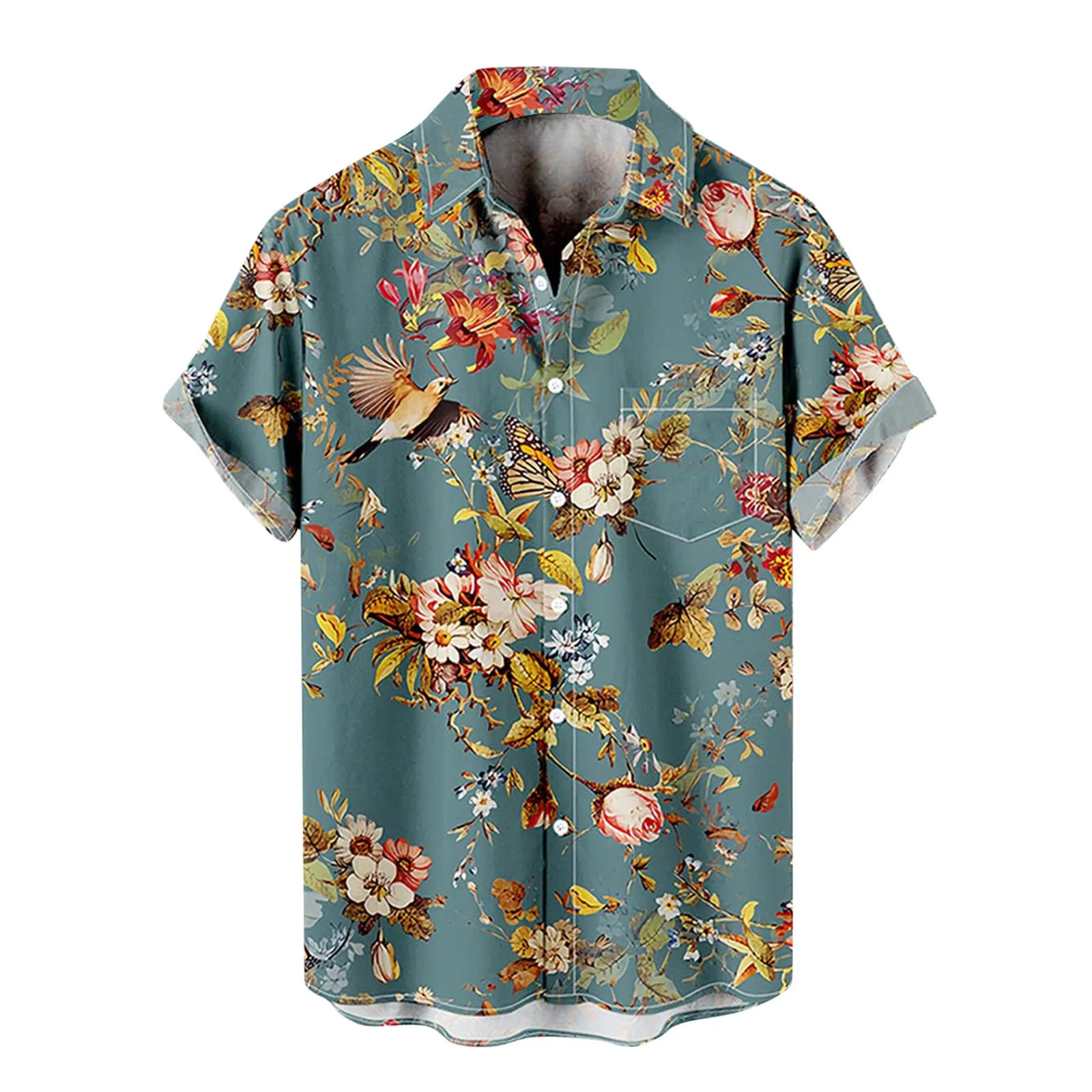 

Male Beach Hawaiian Shirt Men Summer Flower Print Casual Shirt Mens Turn Down Collar Short Sleeve Shirt Streetwear Tee Shirt