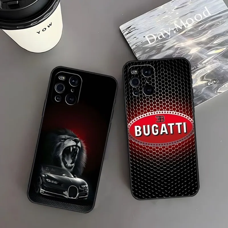 

Роскошный автомобильный чехол Bugatti для OPPO Find X3 Neo Reno 6 Pro 7 X5 A57 A54 A55 A74 One Plus 8 6 9 7 Pro
