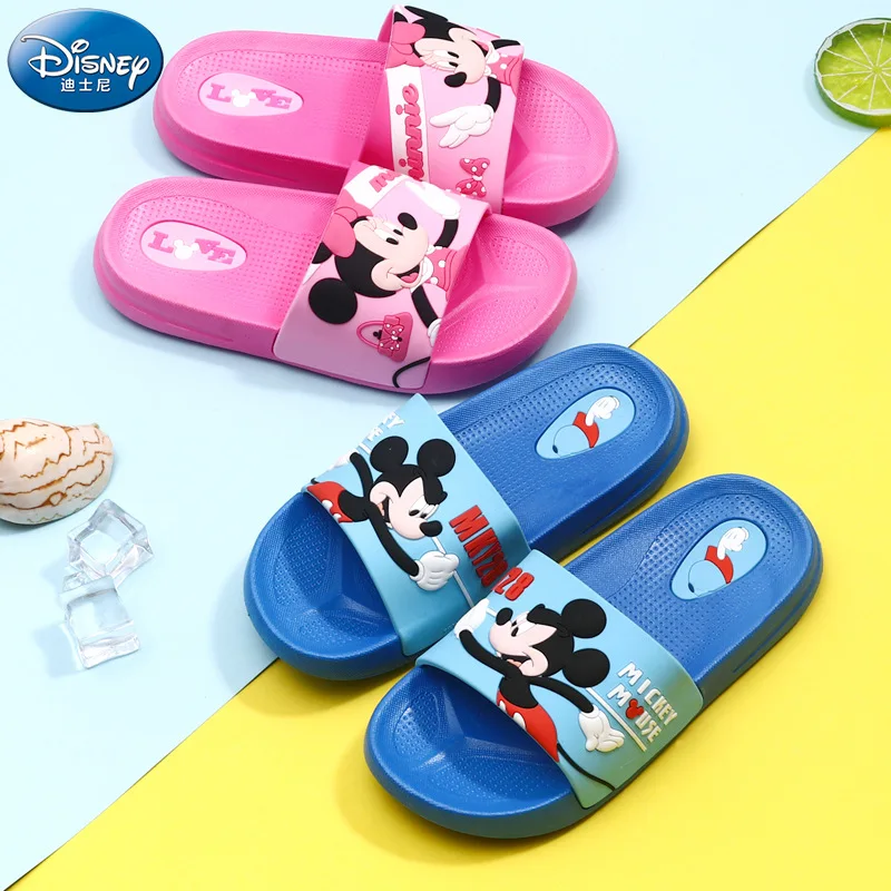 Disney Children's Slippers Boys Girls Summer Cartoon Home Cute Minnie Baby Anti-Slip Car Sandals and Slippers