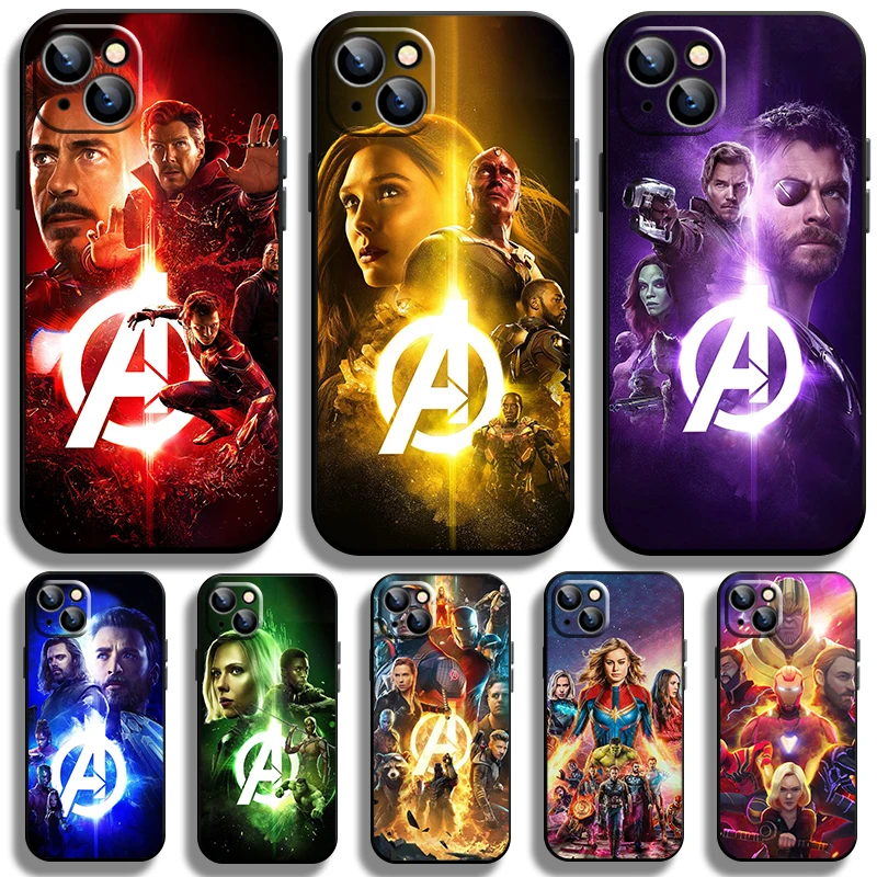 

Marvel hero colorful Black Phone Case For Apple iPhone 14 13 12 11 Pro Max Mini XS Max X XR 7 8 Plus Cover