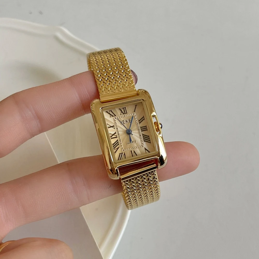IEKE Ретро Женские Квадратные Кварцевые Часы С Римскими Цифрами Простой