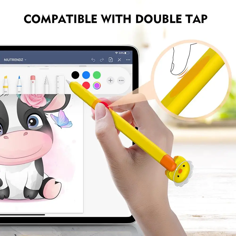 

Portable Soft Silicone Cartoon Pencil Case Capacitive Pen Protective Sleeve Compatible For Ipencil Second Generation Pen