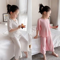 1 10 years solid color baby girls clothes sets summer modal children clothes 2pcs baby pajamas kids clothing sets
