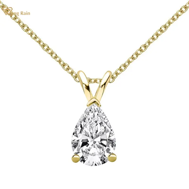

Wong Rain 925 Sterling Silver Pear Cut 1.5 CT VVS1 Real Moissanite Gemstone Fashion Daily Pendant Necklace Ladies Fine Jewelry