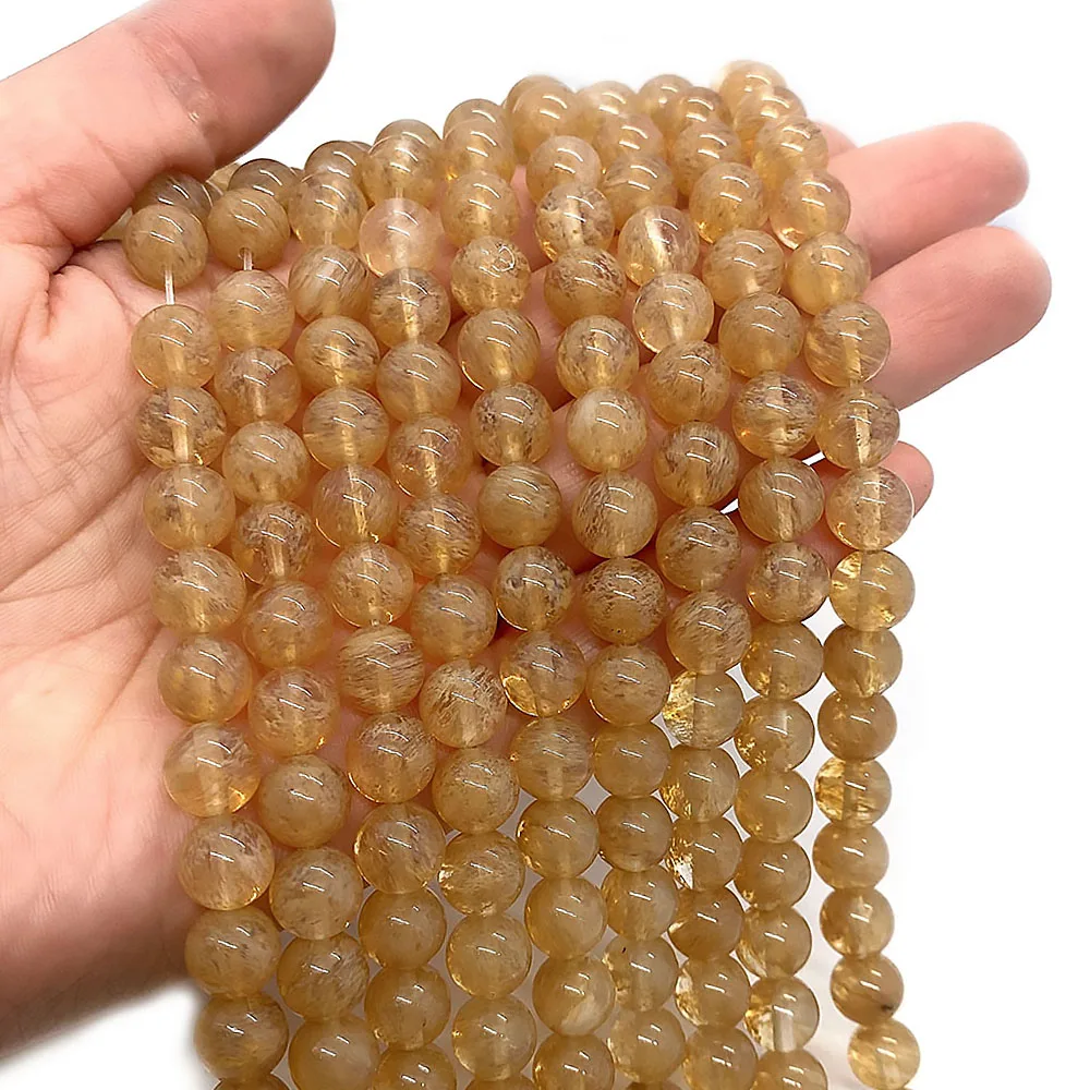 

Fashion Polished Spherical Natural Stone Yellow Watermelon Loose Beads Diy Beads for Jewelry Making Bracelet Necklace Accessorie