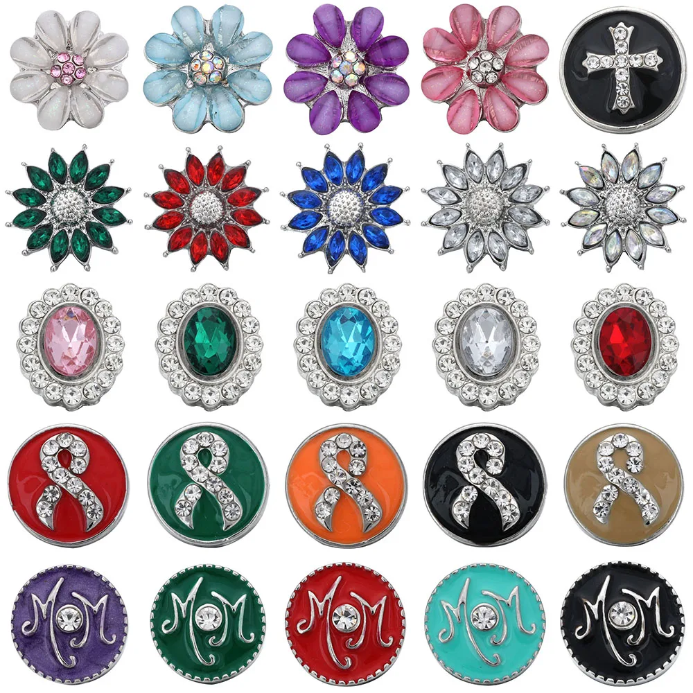 

10pcs/lot New Arrival 12mm Snap Jewelry Rhinestone Round Mini Buttons Charms for 12mm Snap Earring DIY Accessories