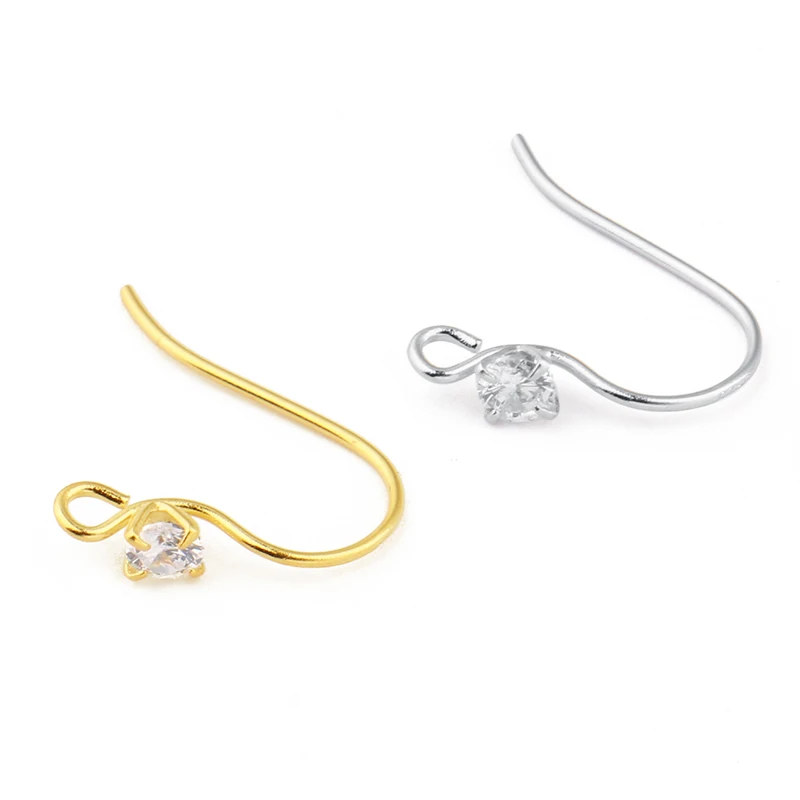 

1pair 925 Sterling Silver Zircon Earring Findings Gold Earring Clasps Hooks Fittings for DIY Jewelry Making Supplies Accessories
