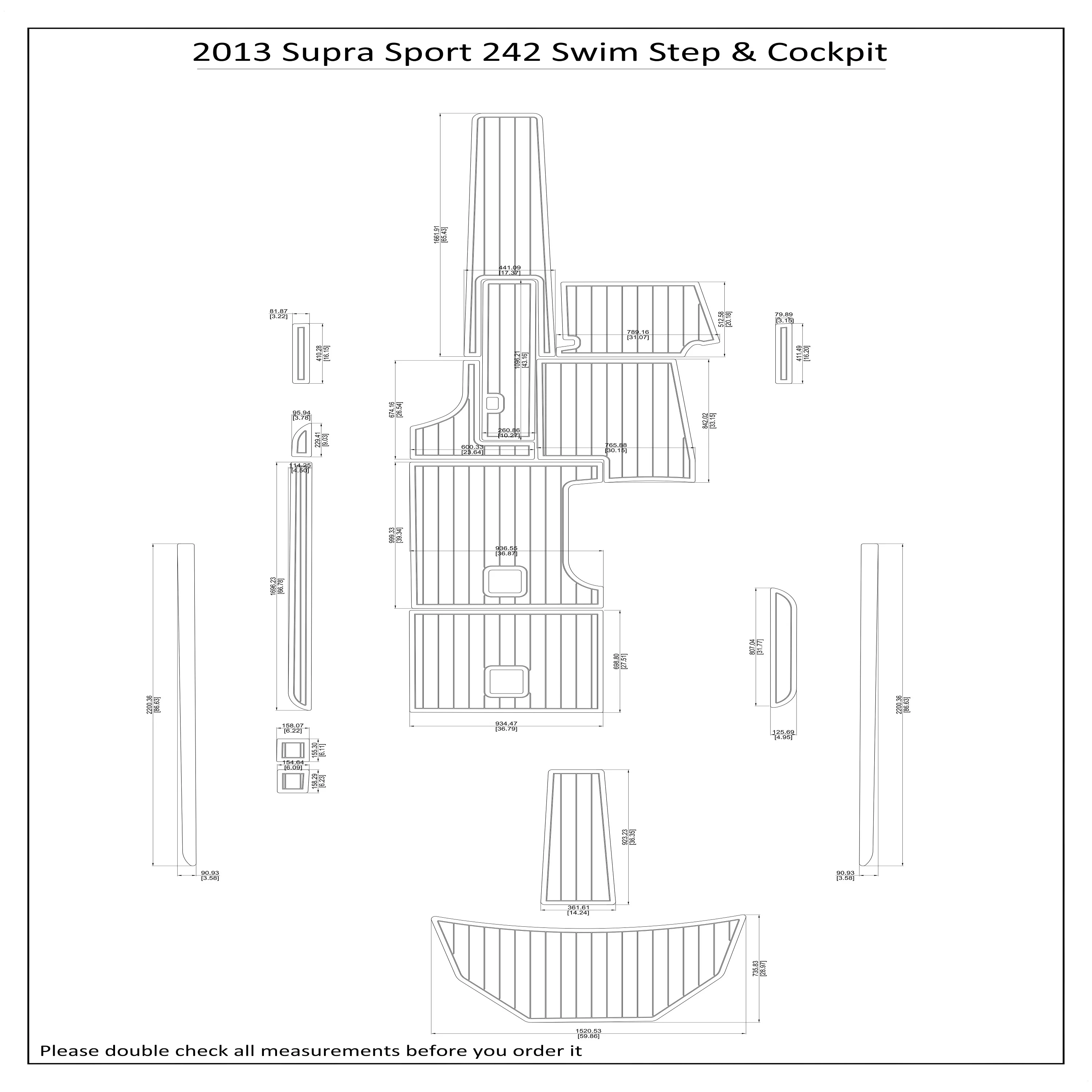 

2013 Supra Sunsport 242 Swim Step Cockpit Boat EVA Faux Foam Teak Deck Floor Pad