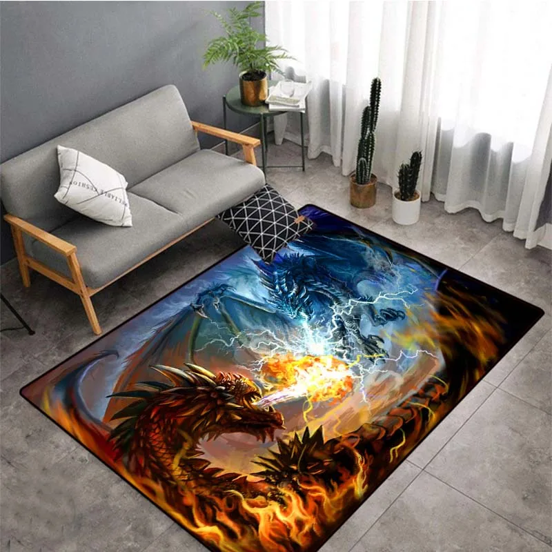 

3D Dragon Patterned Carpet Non Slip Rugs Bedroom Carpet Teen's Carpet Area Rug Home Corridor Floor Mats 6 Style