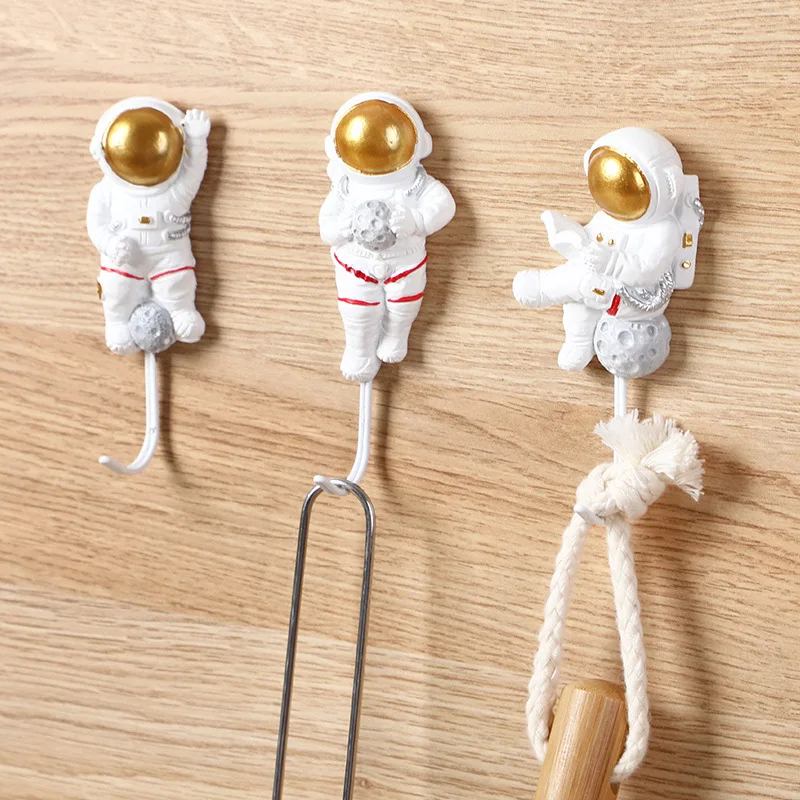 

Creative Cartoon Happy Planet Astronaut Model Hooks Kitchen Strong Glue Nail-Free Door Behind Bedroom Study Decoration Wall Hook