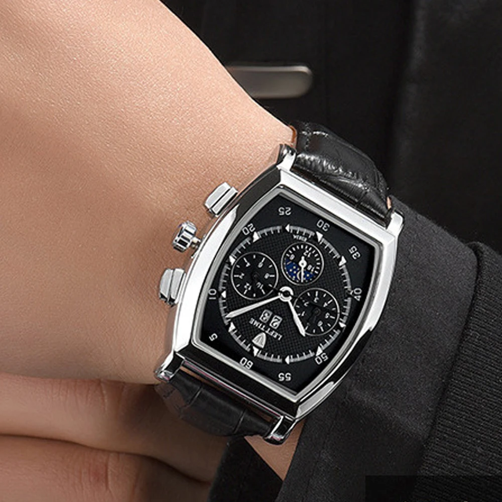 Tevise классические Tonneau розовое золото чехол Tourbillon автоматические часы для мужчин