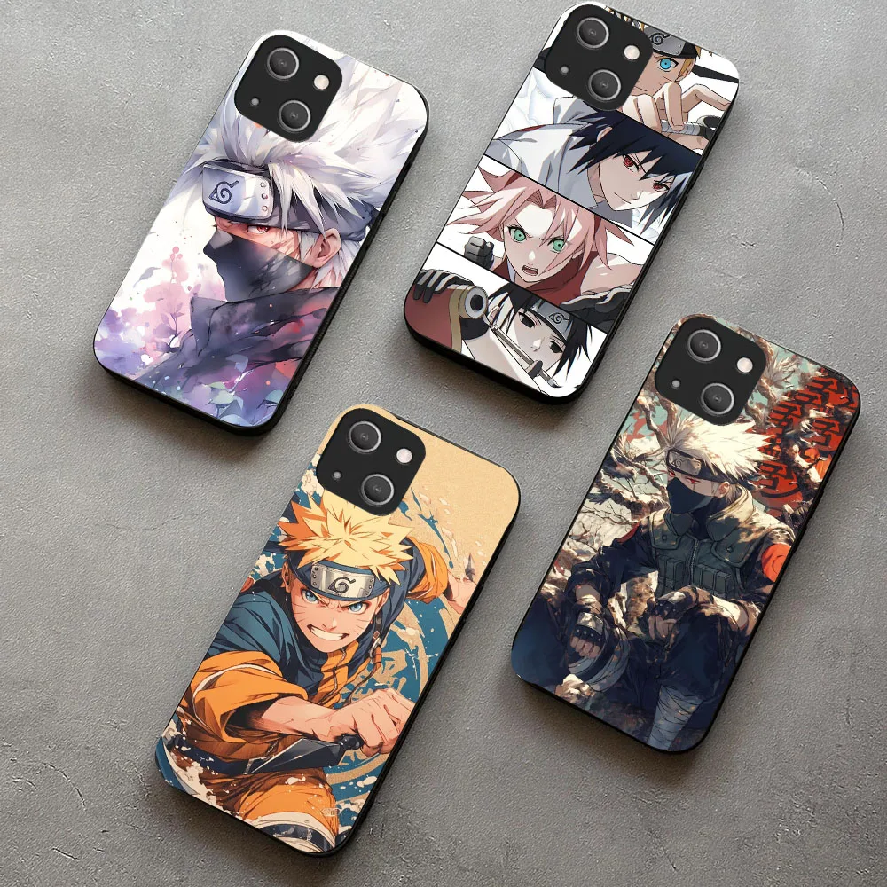 WEA-23 N-Naruto Black Silicone Case For iPhone XS XR 5 6 7 8 SE 11 12 Mini Plus Pro Max
