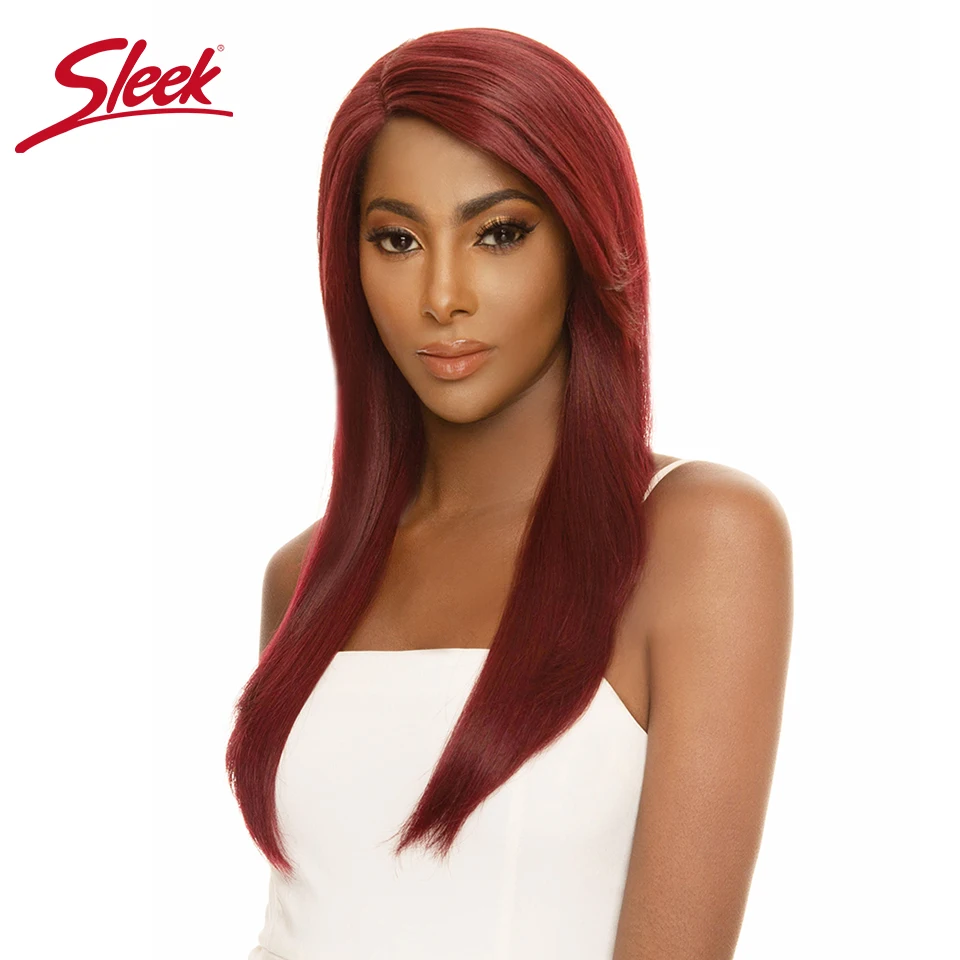Sleek Brazilian Lace Front Part Human Hair Wigs Straight Brown Color 4 Highlight F4/27 F4/30 Red 99J Wig  Remy Human Hair Wigs