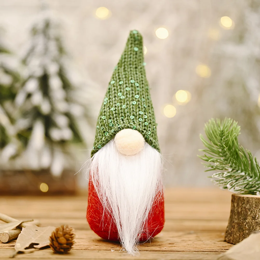 

1 Set 3 Pcs Christmas Adornments Gnome Dolls Sequin Hat Old Man Decorations