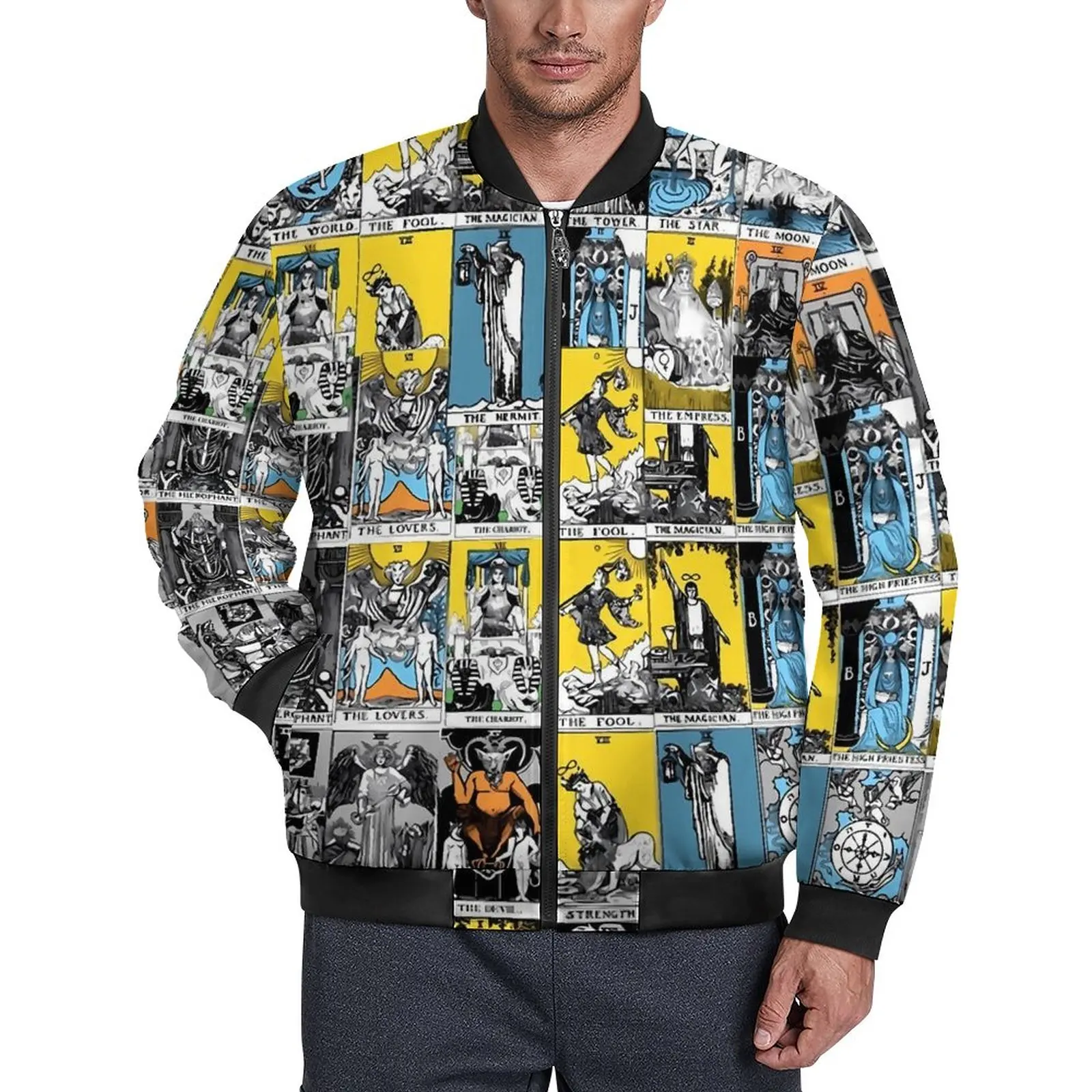 

Куртка с принтом Tarot, зимняя мужская куртка с капюшоном, классная Повседневная куртка с принтом, свободная непродуваемая куртка оверсайз в подарок