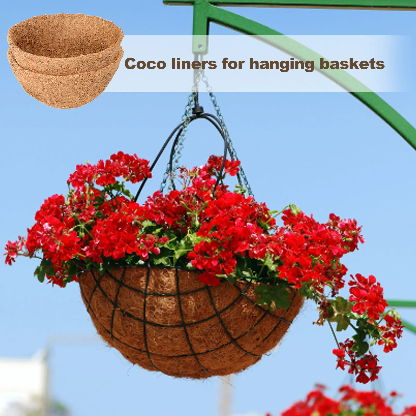 

2 Pcs Coco Liners For Hanging Baskets Round Coconut Fiber Liner For Garden Flower Pot Replacement Coco Fiber Liners For Planting