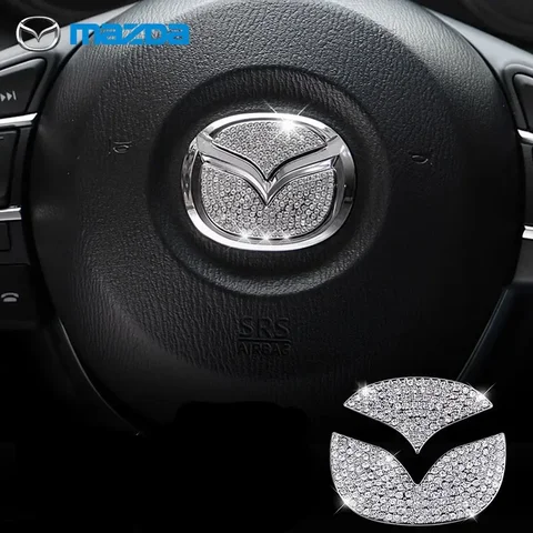 Для Mazda 3 6 2 CX-3 CX-4 CX5 CX9 CX3 CX4 CX-5 CX-9 Стайлинг автомобиля эмблема на руль блестящий алмазный логотип автомобильная наклейка аксессуары