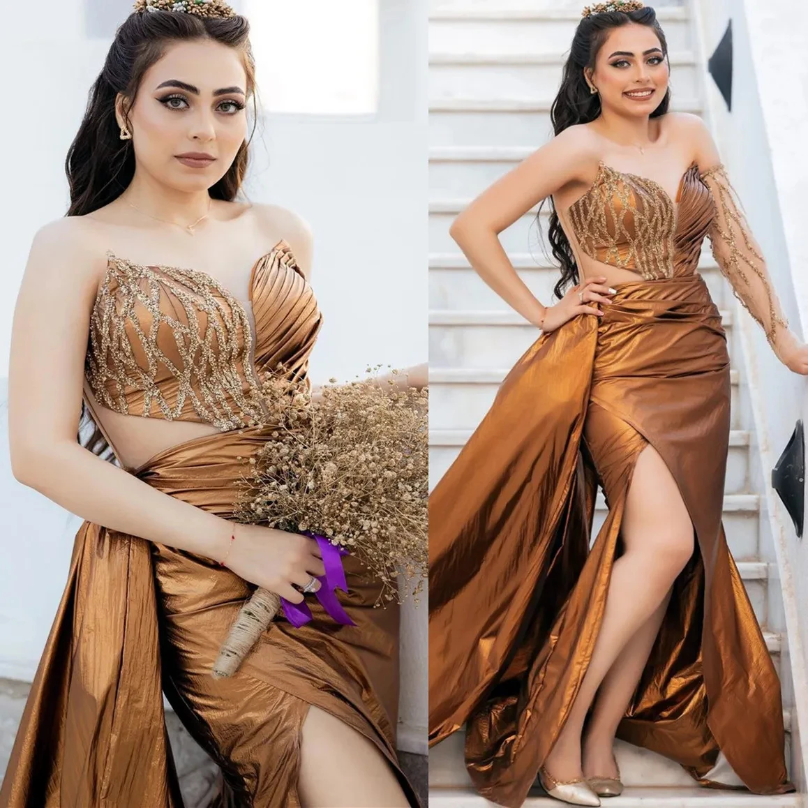 

Элегантное женское коричневое вечернее платье Kadisua, строгое платье до пола с изображением иллюзии для особых мероприятий и выпускного вечера